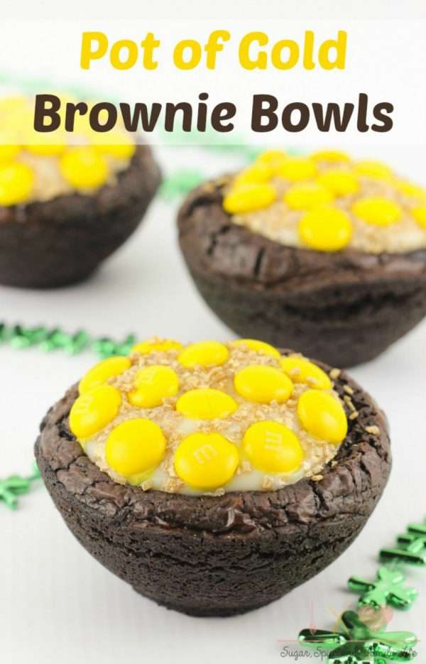 Pot of Gold Brownie Bowl Desserts for St. Patrick's Day