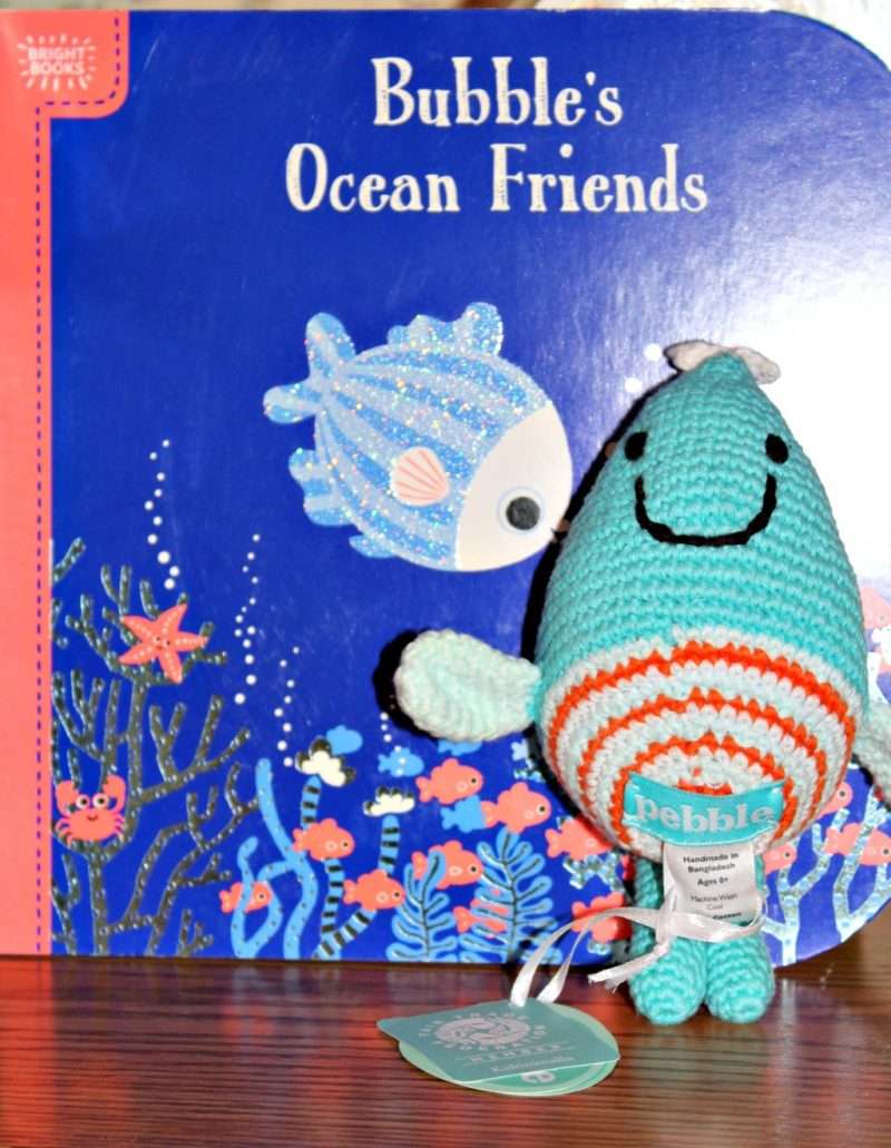Bubble's Ocean Friends Board Book for Toddlers and Rattle