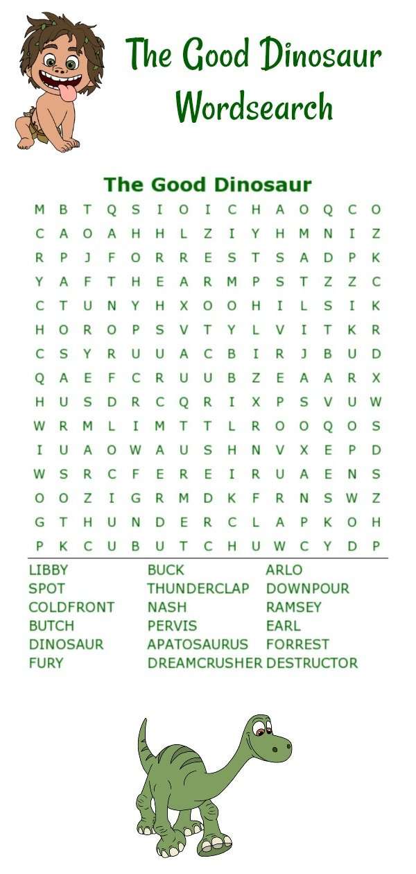 The Good Dinosaur Printable Word Search Christy s Cozy Corners