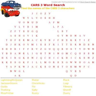 Have Fun with a Printable Cars 3 Word Search for Pixar Fest #PixarFest