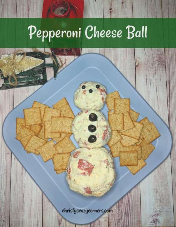 Snowman Pepperoni Cheese Ball Recipe with Sugardale Pepperoni